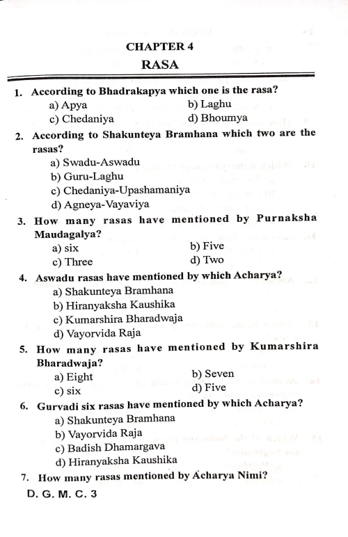 MCQs Book on Dravyaguna